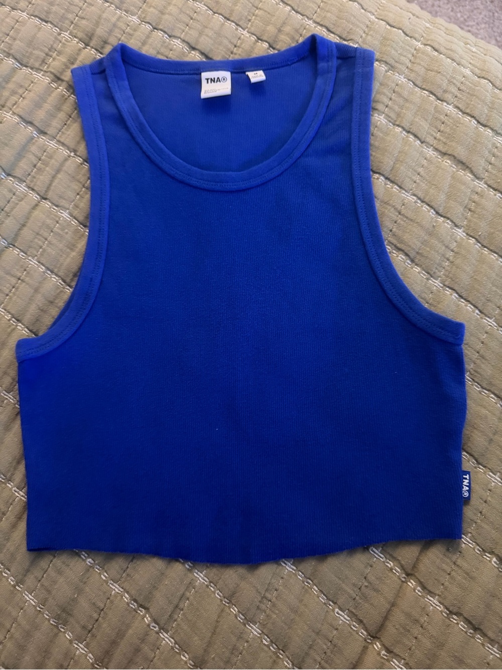 TNA Royal Blue Ribbed Cropped Tank Top